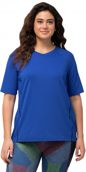 Ulla Popken Piping Accent Functional UVP 50+ Stretch Knit Top Royal Blue - T-shirts - 