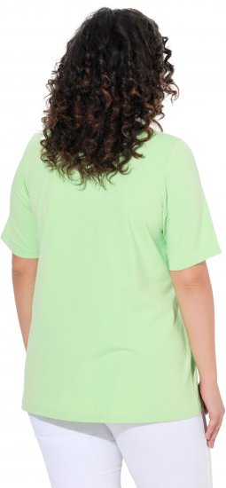 Ulla Popken Essential Notch Neck Stretch Tee Light Green - T-shirts - 
