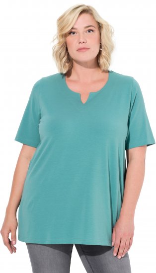 Ulla Popken Essential Notch Neck Stretch Tee Pale Green - T-shirts - 