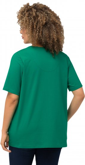 Ulla Popken Essential Notch Neck Stretch Tee Emerald Green - T-shirts - 