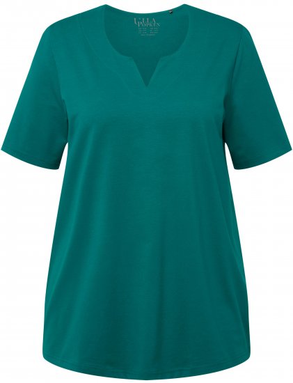 Ulla Popken Essential Notch Neck Stretch Tee Dark Emerald - Ulla Popken - 