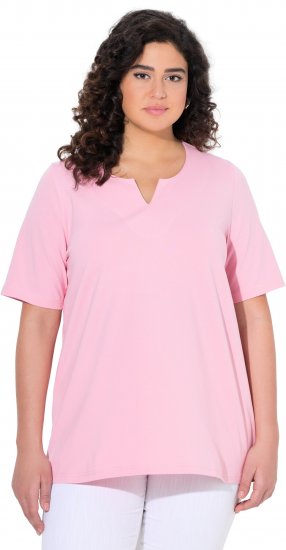Ulla Popken Essential Notch Neck Stretch Tee Pink - T-shirts - 