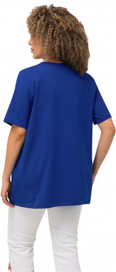 Ulla Popken Essential Notch Neck Stretch Tee Cobalt Blue - T-shirts - 