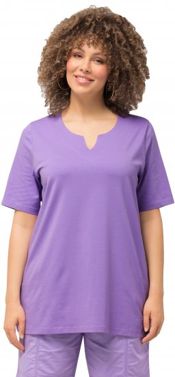 Ulla Popken Essential Notch Neck Stretch Tee Pale Lilac - T-shirts - 