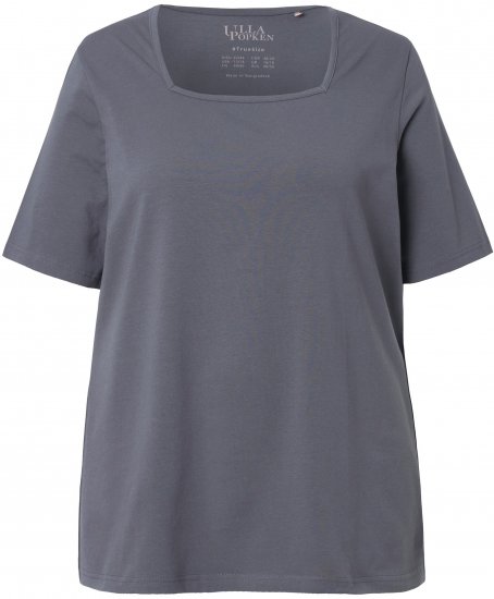Ulla Popken Essential Square Neck Stretch Tee Graphite Grey - T-shirts - 