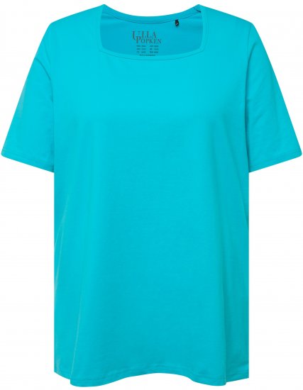 Ulla Popken Essential Square Neck Stretch Tee Deep Aqua - T-shirts - 