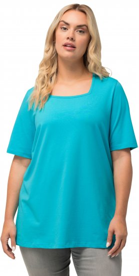 Ulla Popken Essential Square Neck Stretch Tee Deep Aqua - T-shirts - 