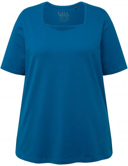 Ulla Popken Essential Square Neck Stretch Tee Medium Blue - T-shirts - 