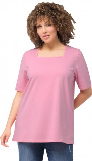 Ulla Popken Essential Square Neck Stretch Tee Light Pink - T-shirts - 