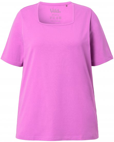 Ulla Popken Essential Square Neck Stretch Tee Cool Pink - T-shirts - 