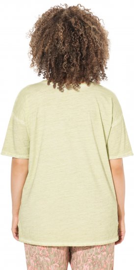 Ulla Popken Cold Dye Ruffle Edge Pocket Tee Pistachio - T-shirts - 