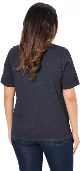 Ulla Popken Lace Trim Short Sleeve Tee Navy Blue - T-shirts - 