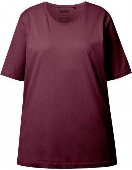 Ulla Popken Basic Round Neck Short Sleeve Relaxed Fit T-Shirt Dark Red - T-shirts - 