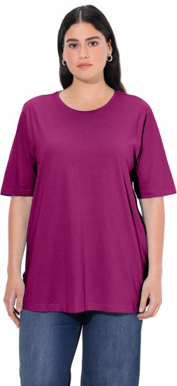 Ulla Popken Basic Round Neck Short Sleeve Relaxed Fit T-Shirt Berry Purple - T-shirts - 
