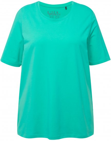Ulla Popken Essential Round Neck Stretch Tee Turquoise - T-shirts - 