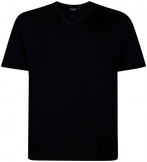 Espionage T016 Plain V-Neck T-Shirt Black - Enfärgade t-shirts i stora storlekar - Enfärgade t-shirts i stora storlekar