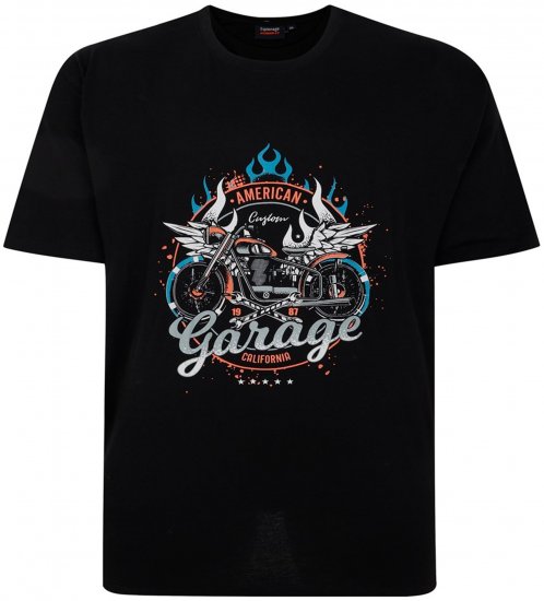 Espionage T426 Garage Printed T-Shirt Black - T-shirts med tryck i stora storlekar - T-shirts med tryck i stora storlekar