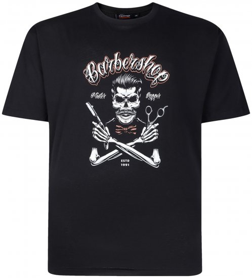Espionage T437 Barbers Shop Printed T-Shirt Black - T-shirts - Stora T-shirts - 2XL-14XL