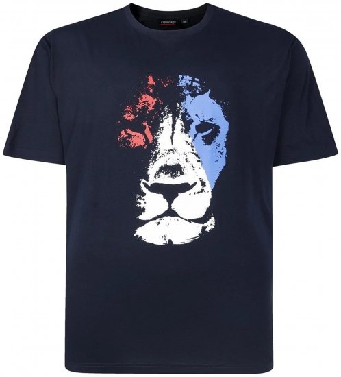 Espionage T440 Abstract Lion Printed T-Shirt Navy - T-shirts med tryck i stora storlekar - T-shirts med tryck i stora storlekar