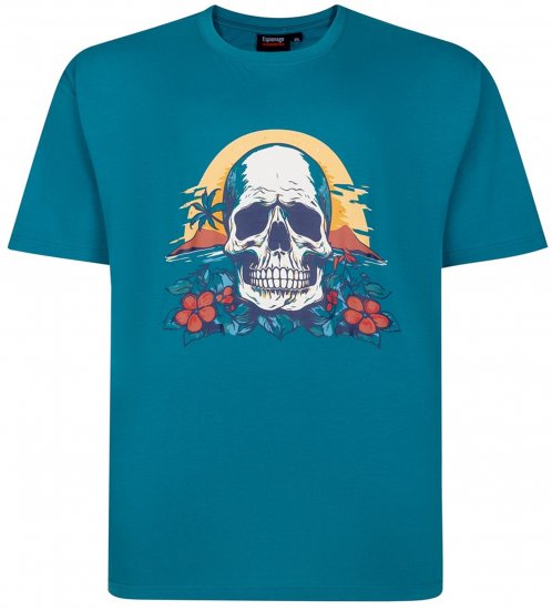 Espionage T452 Skull Island Printed T-Shirt Jade - T-shirts med tryck i stora storlekar - T-shirts med tryck i stora storlekar