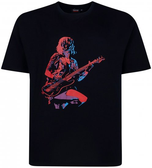 Espionage T454 Abstract Guitarist Printed T-Shirt Navy - T-shirts med tryck i stora storlekar - T-shirts med tryck i stora storlekar