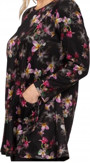 Scandinavian Caramel Flowers Tunic Red and Pink - Tryckta T-shirts för dam i stora storlekar - 