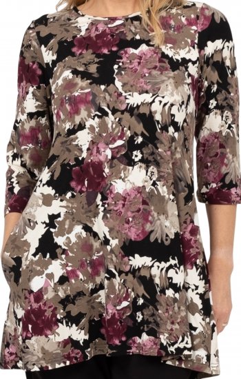 Scandinavian Caramel Flower Petals Tunic Brown - Tryckta T-shirts för dam i stora storlekar - 