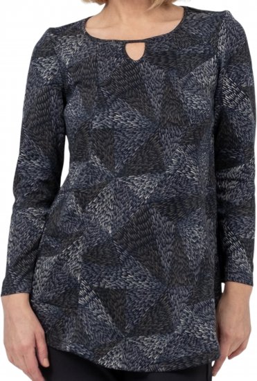 Scandinavian Caramel Triangles Tunic Dark Blue - Tryckta T-shirts för dam i stora storlekar - 