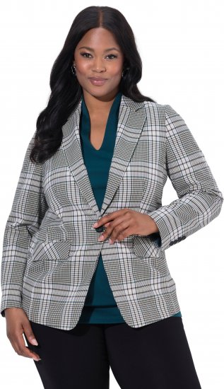 Ulla Popken Rutig Blazer Grön - Kavajer - 