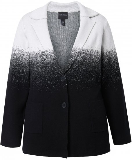 Ulla Popken Stickad Blazer med Färggradient Svart/Vit - Kavajer - 