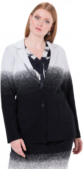 Ulla Popken Stickad Blazer med Färggradient Svart/Vit - Kavajer - 