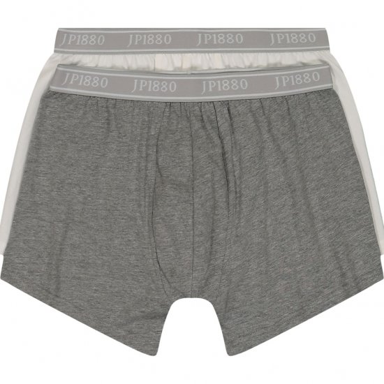 JP1880 Boxershorts Flexnamic OEKO-TEX Mid 2-Pack Grey/Off-White - Underkläder & badkläder - Stora underkläder för män