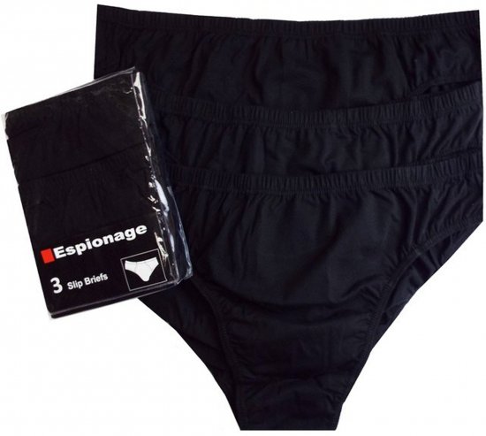 Espionage U002 3-Pack Slip Briefs Black - Kalsonger - Kalsonger för herrar i stora storlekar