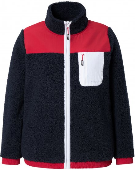 Ulla Popken Color Block Teddy Fleece Jacket Navy - Collegetröjor & hoodies - 