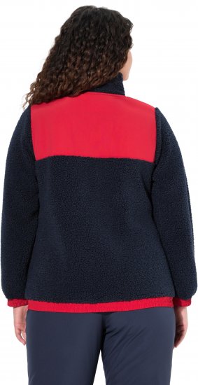 Ulla Popken Color Block Teddy Fleece Jacket Navy - Collegetröjor & hoodies - 