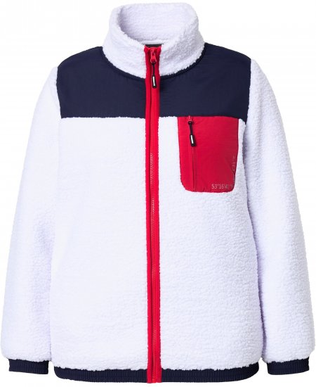 Ulla Popken Color Block Teddy Fleece Jacket Snow White - Collegetröjor & hoodies - 