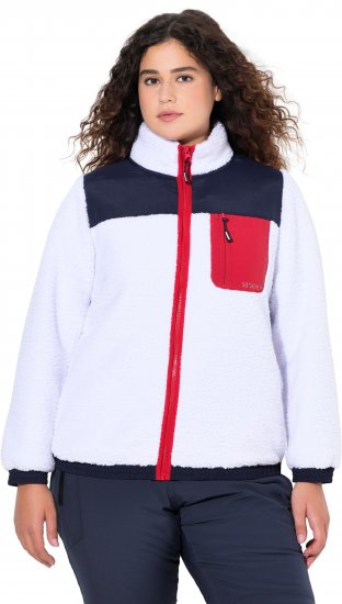 Ulla Popken Color Block Teddy Fleece Jacket Snow White - Collegetröjor & hoodies - 