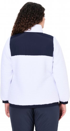 Ulla Popken Color Block Teddy Fleece Jacket Snow White - Collegetröjor & hoodies - 