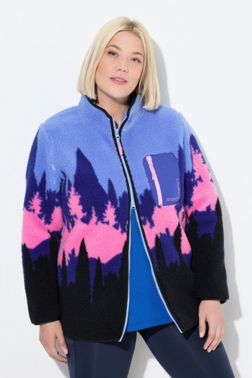 Ulla Popken Alpine Landscape Fleece Jacket Cloud Blue - Collegetröjor & hoodies - Mjuka tröjor och hoodies i stora storlekar