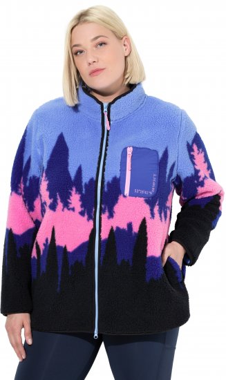 Ulla Popken Alpine Landscape Fleece Jacket Cloud Blue - Collegetröjor & hoodies - 