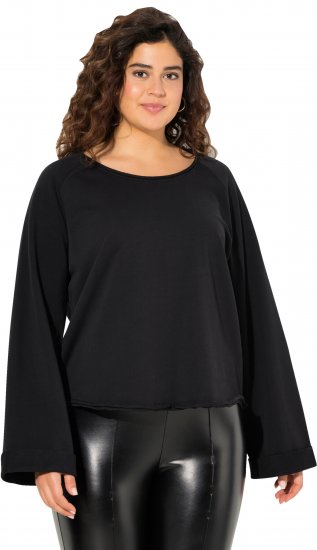 Ulla Popken Rolled Edge Long Sleeve Sweatshirt Black - Collegetröjor & hoodies - 