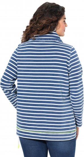 Ulla Popken Striped Turtleneck Neon Detail Sweatshirt Indigo Denim - Collegetröjor & hoodies - 