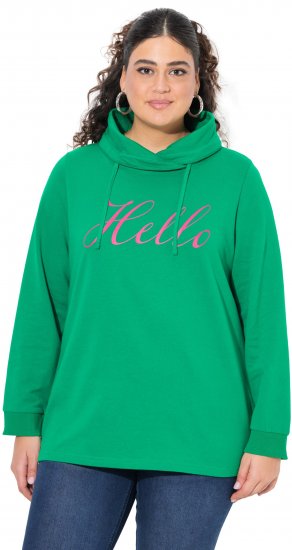 Ulla Popken HELLO Classic Fit Stand-Up Collar Sweatshirt Emerald Green - Collegetröjor & hoodies - 