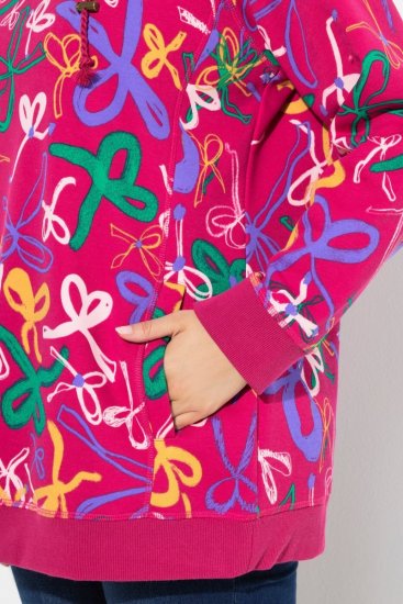 Ulla Popken Ribbon Print Turtleneck Sweatshirt Cherry Red - Collegetröjor & hoodies - Mjuka tröjor och hoodies i stora storlekar