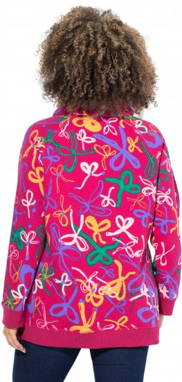 Ulla Popken Ribbon Print Turtleneck Sweatshirt Cherry Red - Collegetröjor & hoodies - 