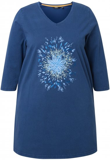 Ulla Popken Dandelion Short Sleeve Graphic Tee Ink Blue - Tryckta T-shirts för dam i stora storlekar - 