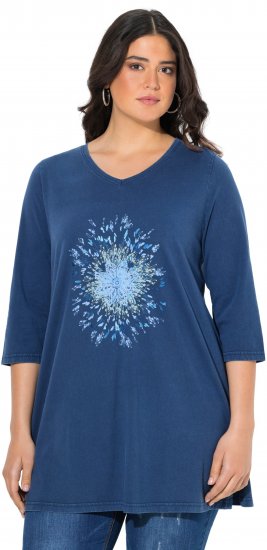 Ulla Popken Dandelion Short Sleeve Graphic Tee Ink Blue - Tryckta T-shirts för dam i stora storlekar - 