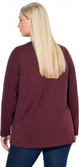 Ulla Popken Fawn Long Sleeve Graphic Tee Plum - Tryckta T-shirts för dam i stora storlekar - 