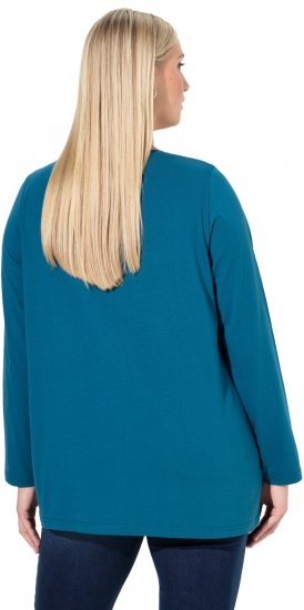 Ulla Popken Fawn Long Sleeve Graphic Tee Teal - Tryckta T-shirts för dam i stora storlekar - 