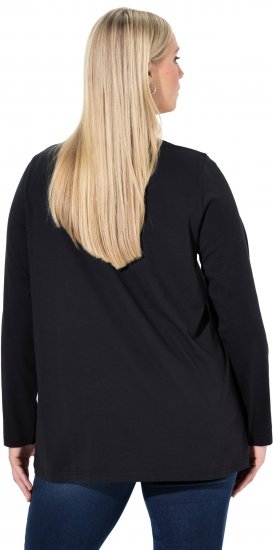 Ulla Popken Sequined Puppy Long Sleeve Graphic Tee Black - Tryckta T-shirts för dam i stora storlekar - 